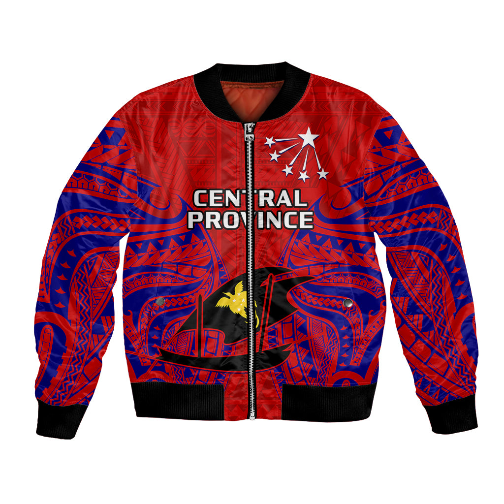 custom-personalised-papua-new-guinea-bomber-jacket-central-province-mix-coat-of-arms-polynesian-art