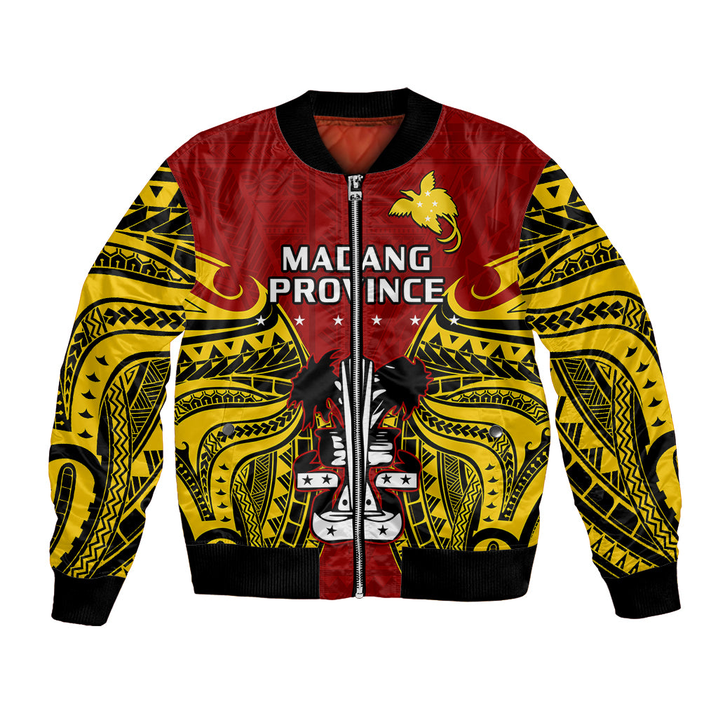 Papua New Guinea Bomber Jacket Madang Province Mix Coat Of Arms Polynesian Art - Wonder Print Shop