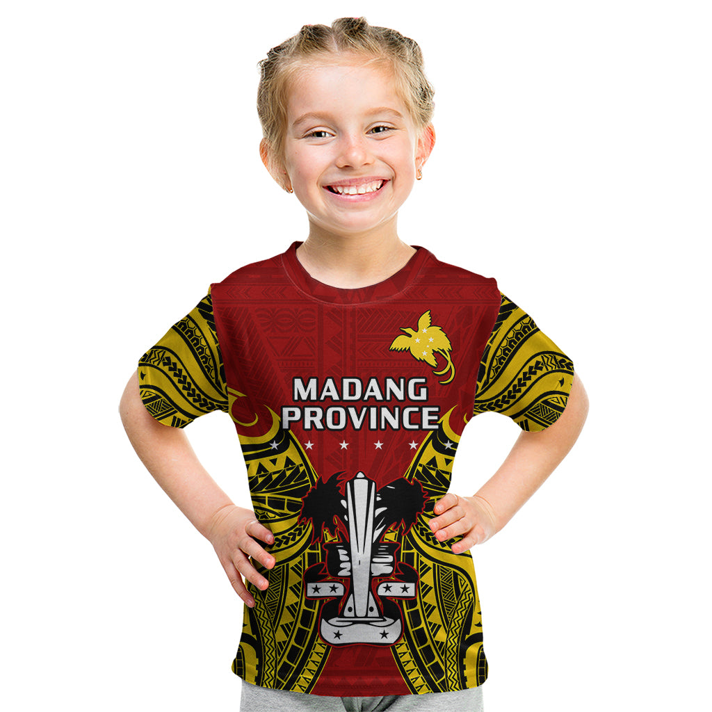 custom-personalised-papua-new-guinea-kid-t-shirt-madang-province-mix-coat-of-arms-polynesian-art