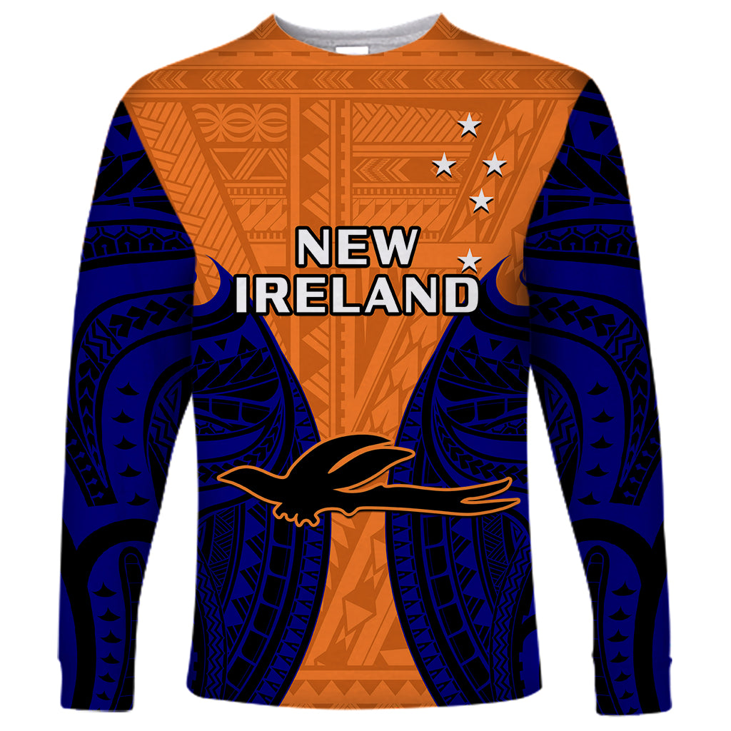 (Custom Personalised) Papua New Guinea Long Sleeve Shirt New Ireland Province Mix Coat Of Arms Polynesian Art - Wonder Print Shop