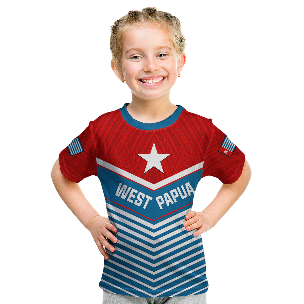 custom-personalised-west-papua-kid-t-shirt-coat-of-arms-and-morning-star-flag