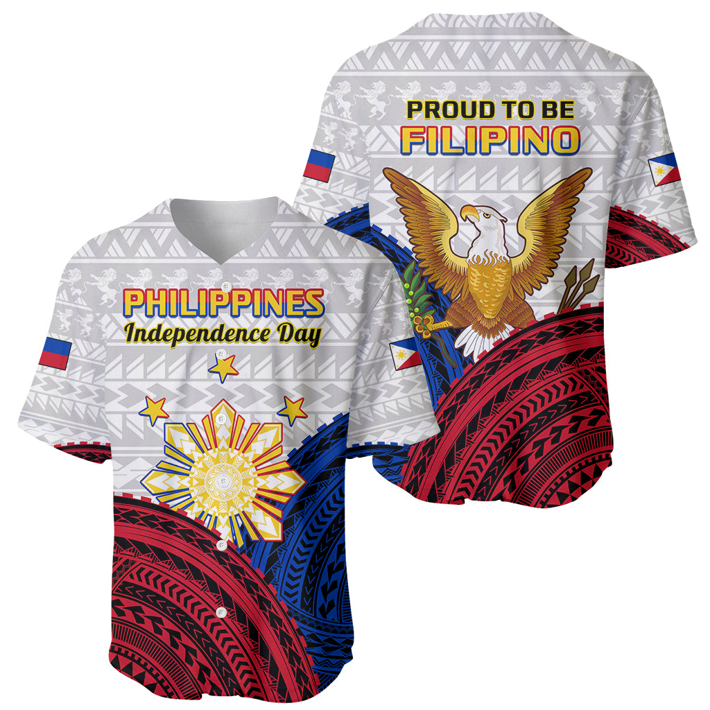 Philippines Independence Day Baseball Jersey Proud To Be Filipino Polynesian Pattern - Wonder Print Shop