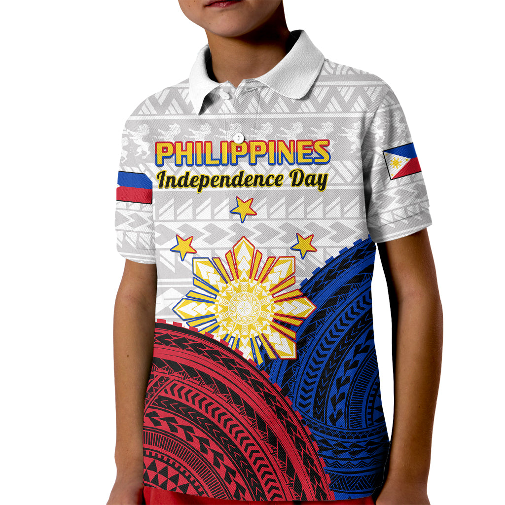 Philippines Polo Shirt Independence Day for Kid Proud To Be Filipino Polynesian Pattern - Wonder Print Shop