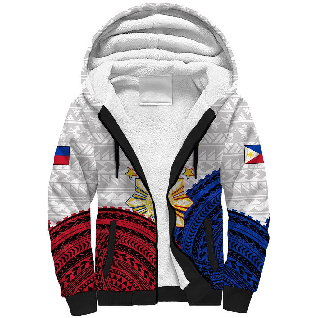 Philippines Independence Day Sherpa Hoodie Proud To Be Filipino Polynesian Pattern - Wonder Print Shop