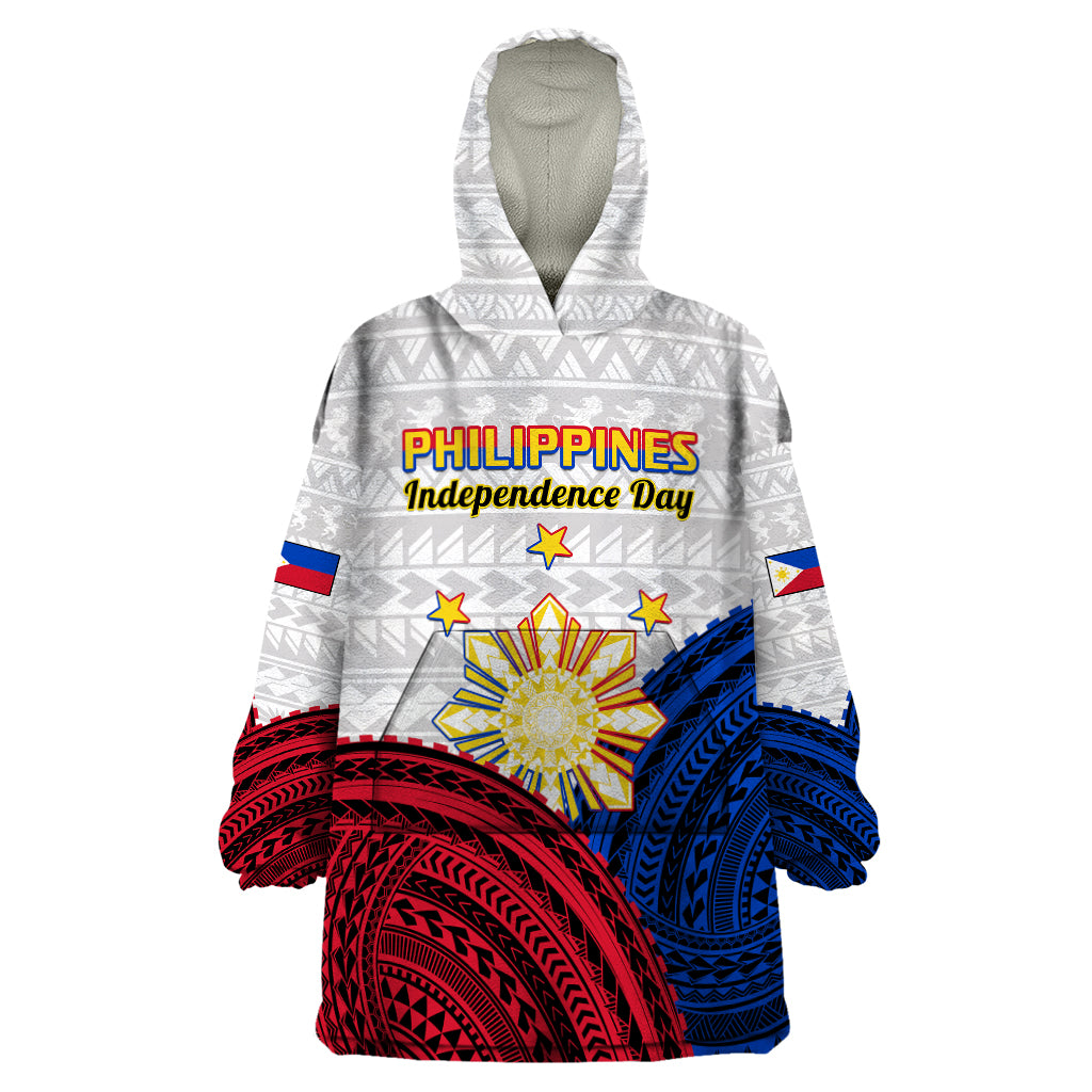 Philippines Independence Day Wearable Blanket Hoodie Proud To Be Filipino Polynesian Pattern - Wonder Print Shop