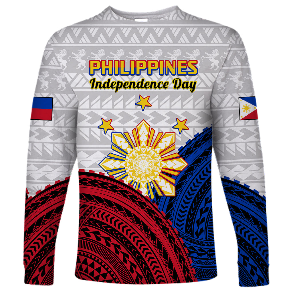 (Custom Personalised) Philippines Independence Day Long Sleeve Shirt Proud To Be Filipino Polynesian Pattern - Wonder Print Shop