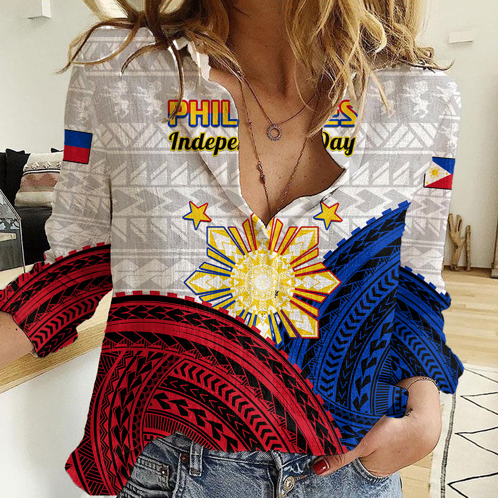 (Custom Personalised) Philippines Independence Day Women Casual Shirt Proud To Be Filipino Polynesian Pattern - Wonder Print Shop