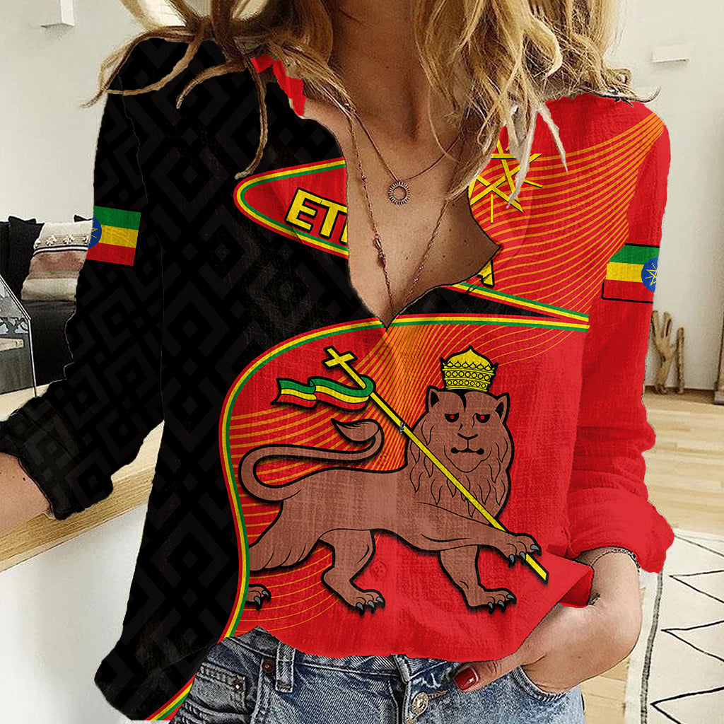 custom-personalised-ethiopia-derg-downfall-day-women-casual-shirt-ethiopian-lion-of-judah