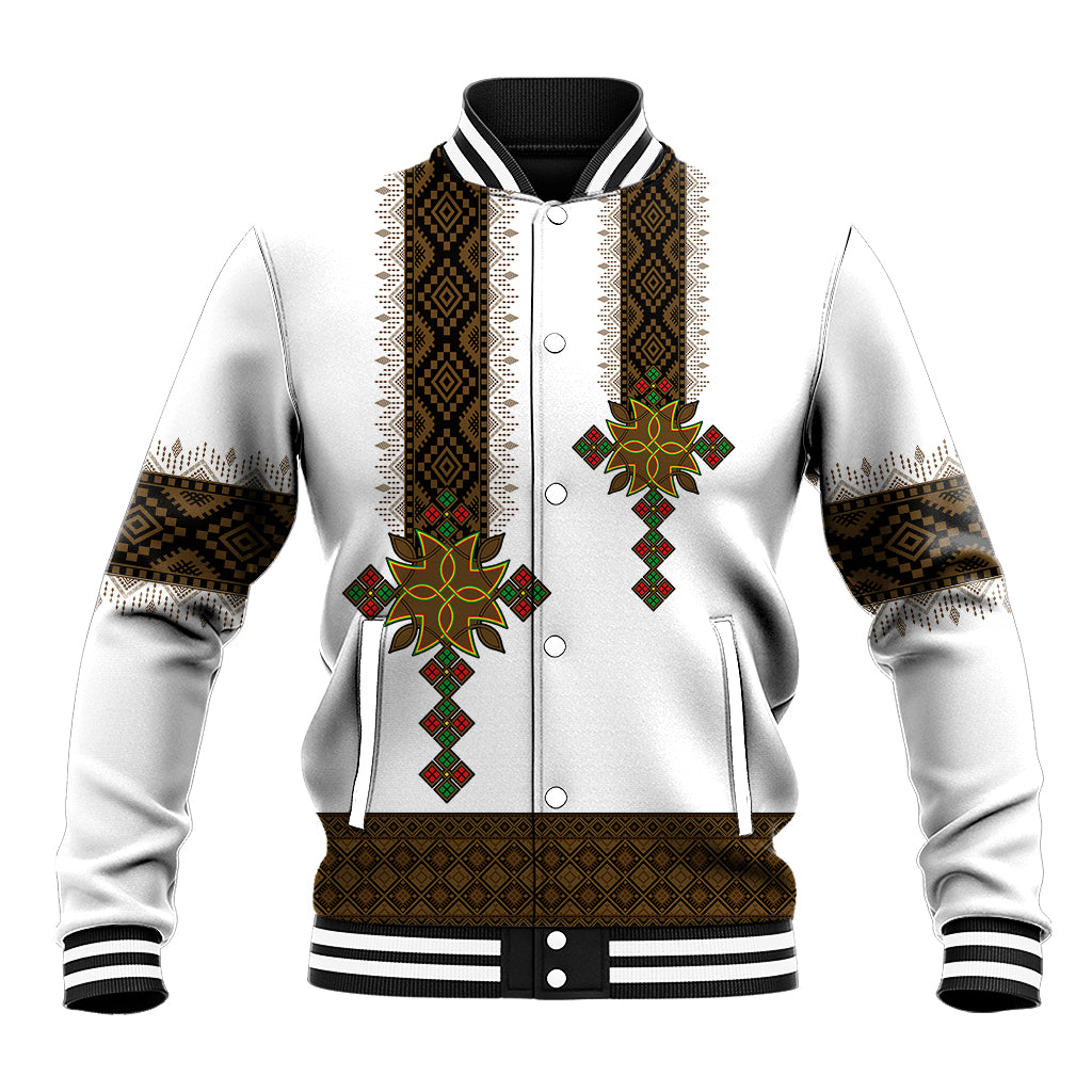 Ethiopia Baseball Jacket Ethiopian Tilet With African Pattern Ver.01 - Wonder Print Shop