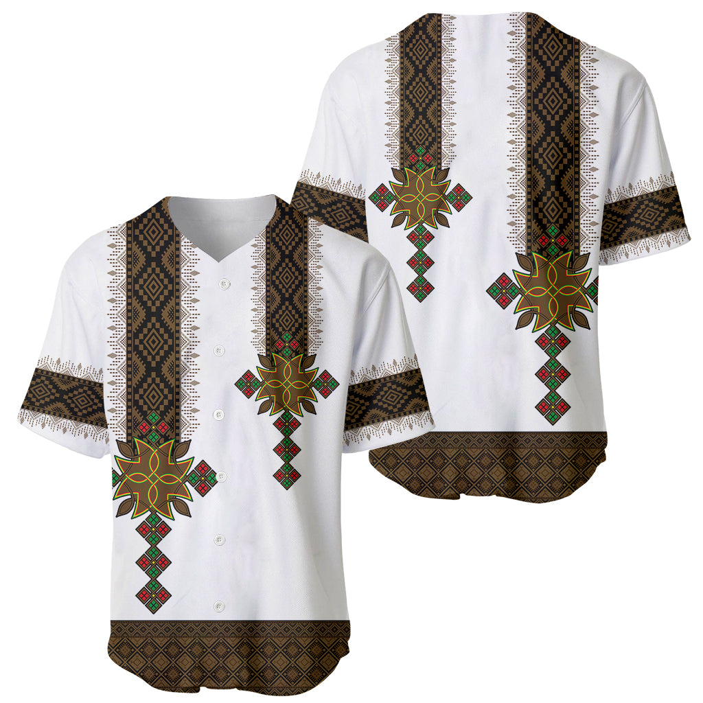 Ethiopia Baseball Jersey Ethiopian Tilet With African Pattern Ver.01 - Wonder Print Shop