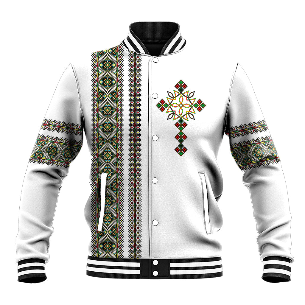 Ethiopia Baseball Jacket Ethiopian Tilet With African Pattern Ver.02 - Wonder Print Shop