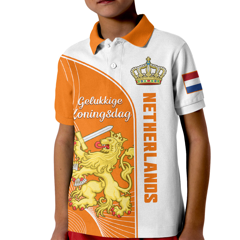 Netherlands Kings Day Polo Shirt for Kid Gelukkige Koningsdag Ver.01 - Wonder Print Shop