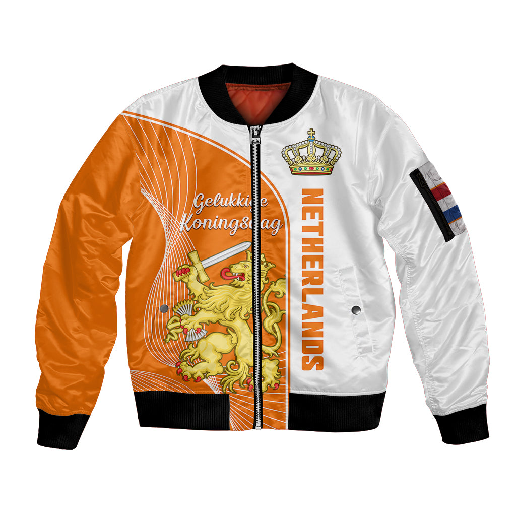 custom-personalised-netherlands-kings-day-sleeve-zip-bomber-jacket-gelukkige-koningsdag-ver01