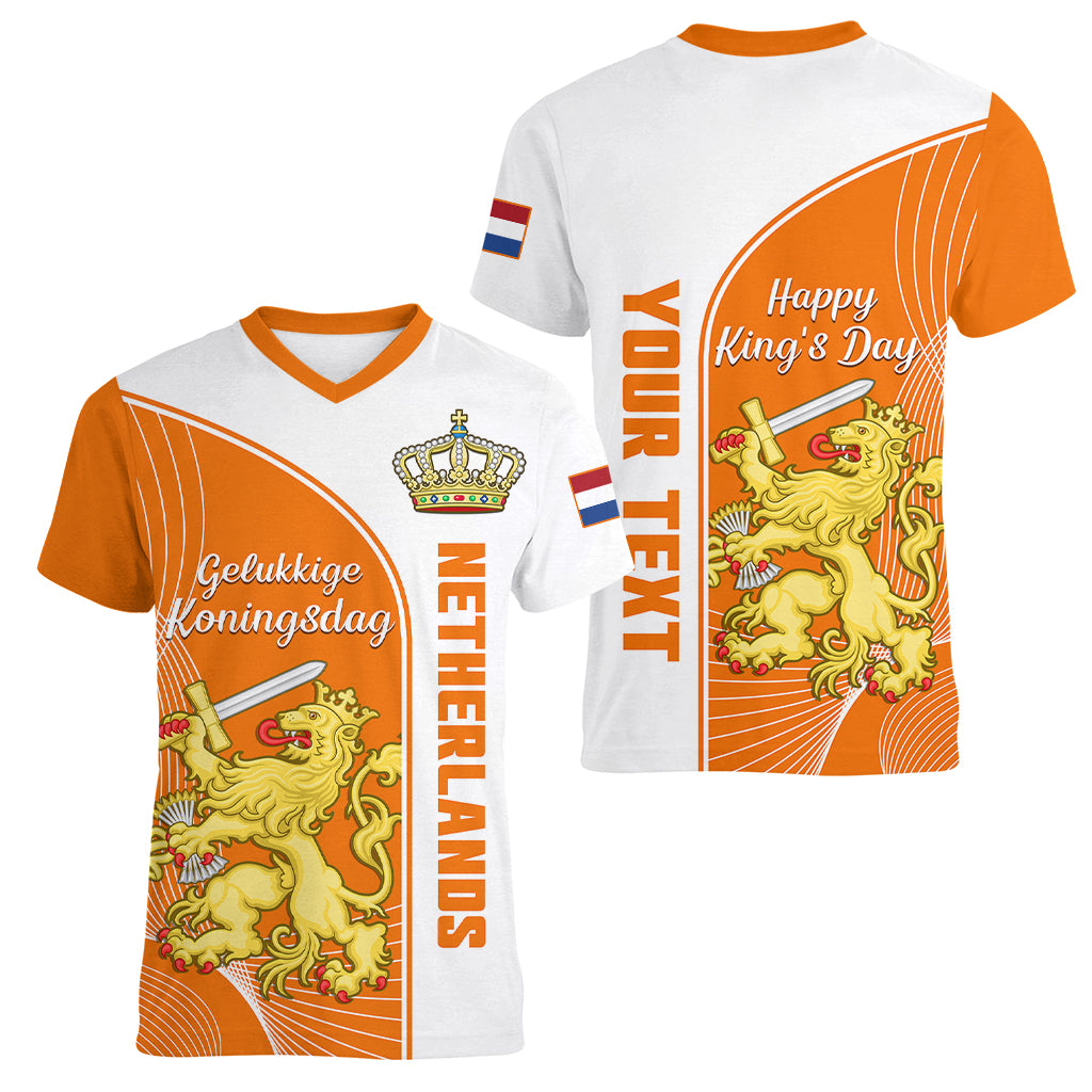 custom-personalised-netherlands-kings-day-women-v-neck-t-shirt-gelukkige-koningsdag-ver01