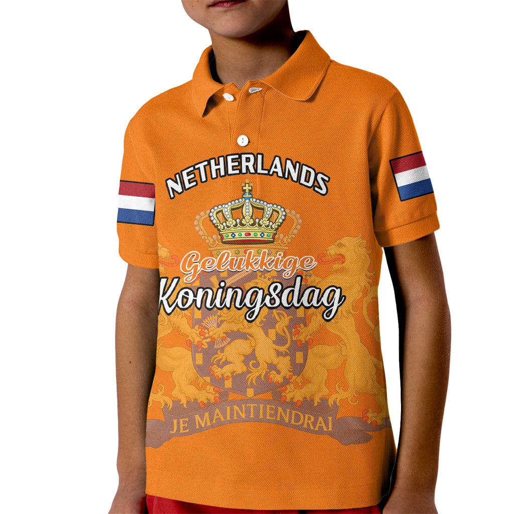 Netherlands Kings Day Polo Shirt for Kid Gelukkige Koningsdag Ver.02 - Wonder Print Shop