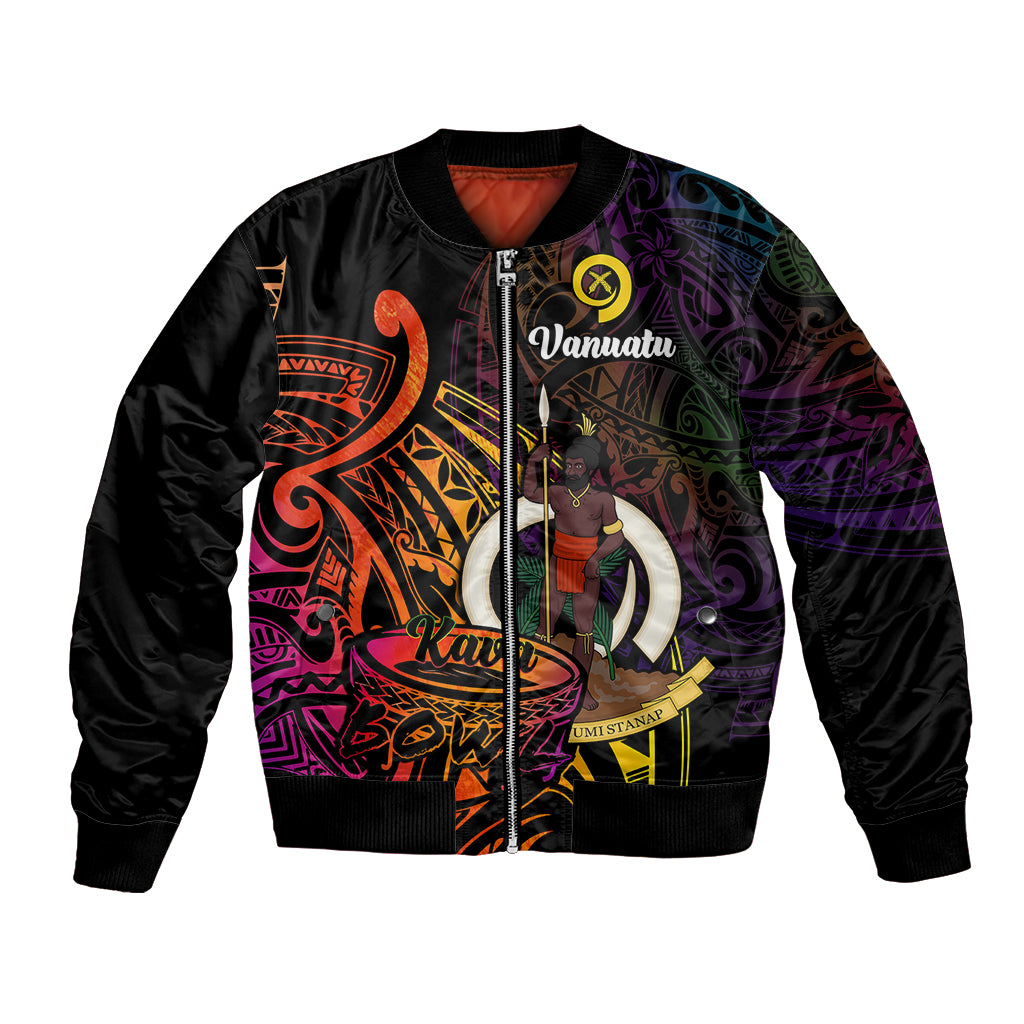 (Custom Personalised) Vanuatu Bomber Jacket Kava Bowl Mix Polynesian Gradient Style - Wonder Print Shop