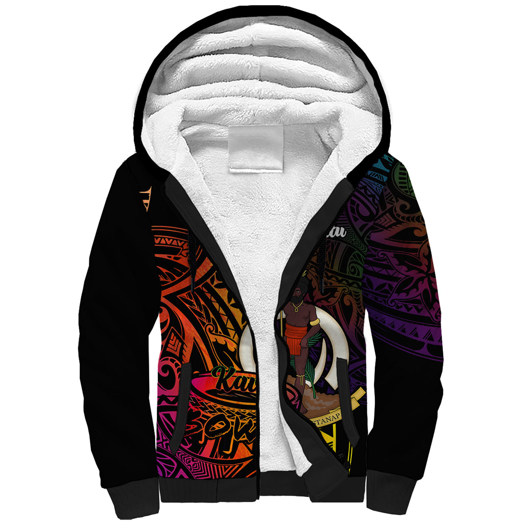 (Custom Personalised) Vanuatu Sherpa Hoodie Kava Bowl Mix Polynesian Gradient Style - Wonder Print Shop