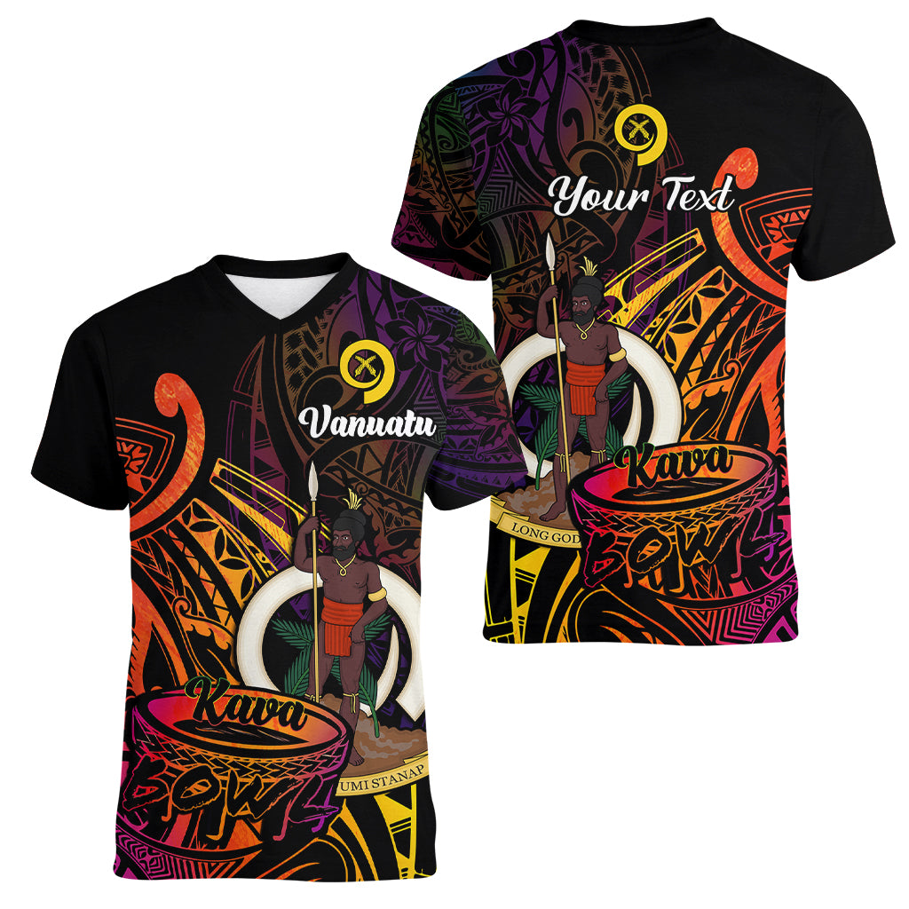 custom-personalised-vanuatu-women-v-neck-t-shirt-kava-bowl-mix-polynesian-gradient-style