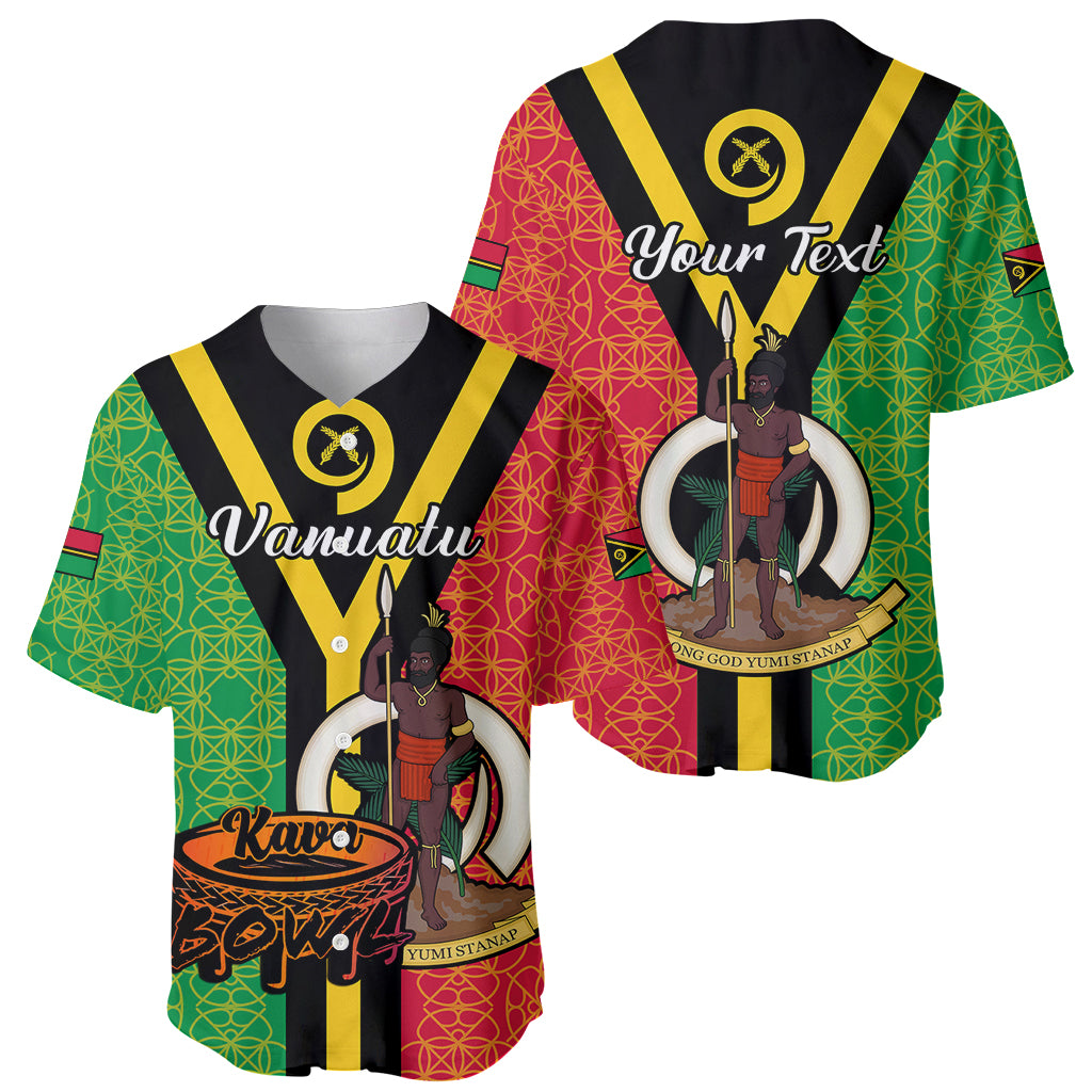 (Custom Personalised) Vanuatu Baseball Jersey Kava Bowl Mix Sand Drawing Flag Style - Wonder Print Shop