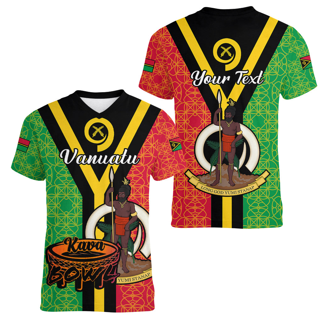 custom-personalised-vanuatu-women-v-neck-t-shirt-kava-bowl-mix-sand-drawing-flag-style