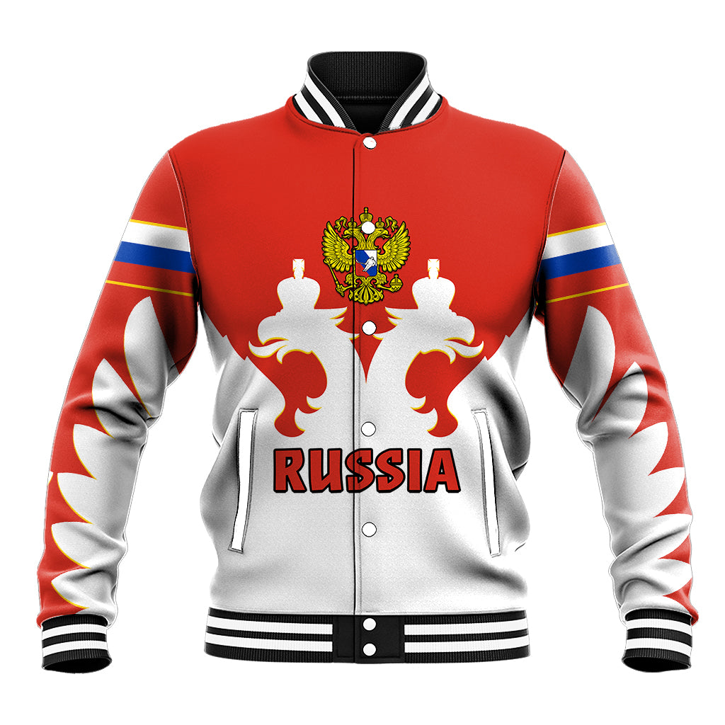 (Custom Text And Number) Russia Hockey 2023 White Sporty Style Baseball Jacket - Wonder Print Shop