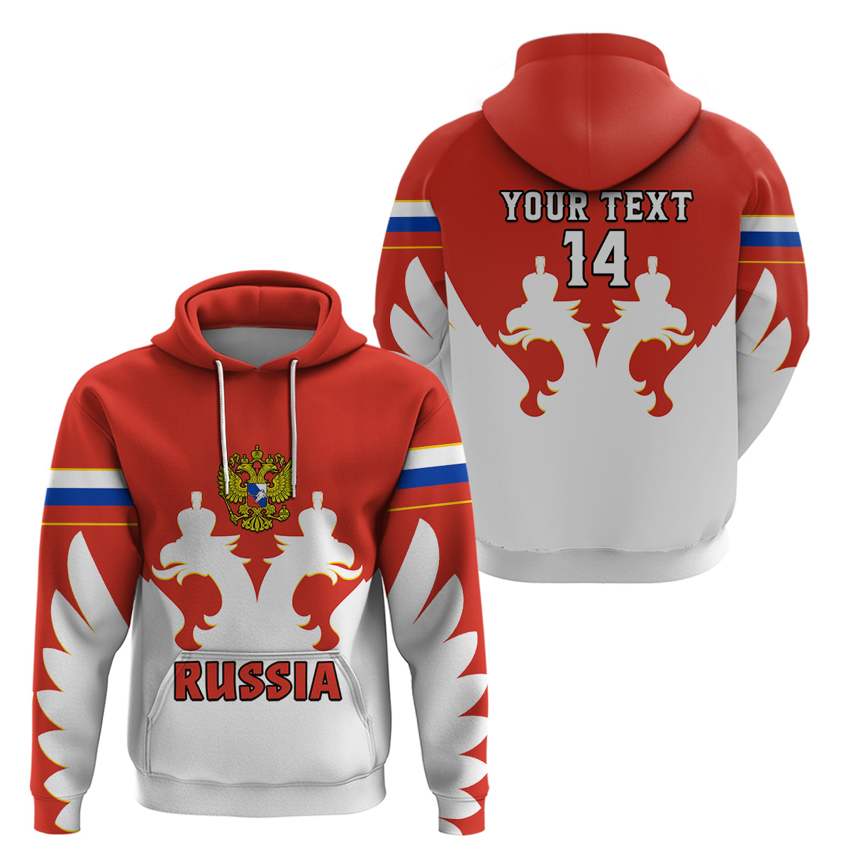 Custom Russia Hockey 2023 White Sporty Style Hoodie - Wonder Print Shop