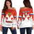 (Custom Text And Number) Russia Hockey 2023 White Sporty Style Off Shoulder Sweater - Wonder Print Shop