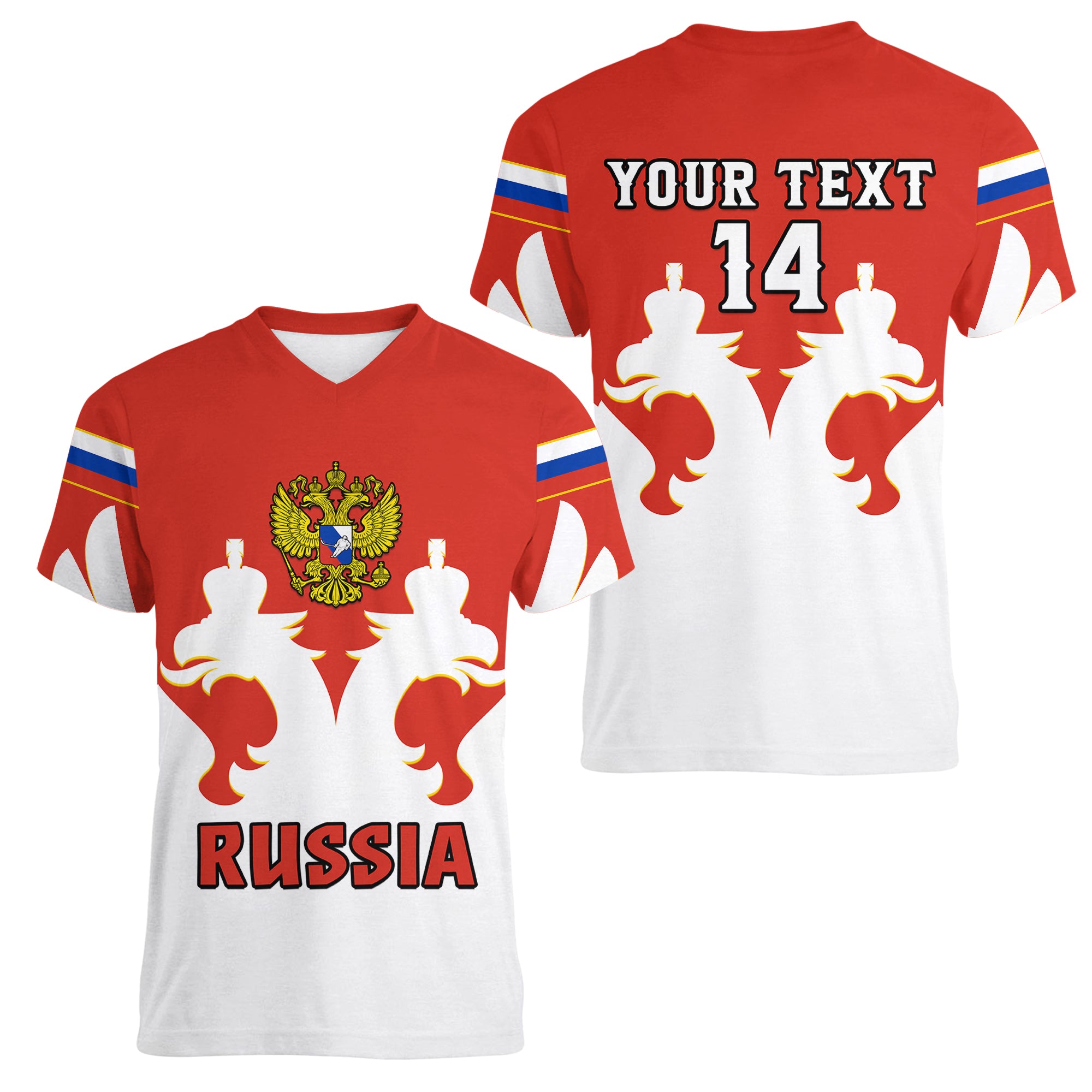 custom-text-and-number-russia-hockey-2023-white-sporty-style-women-v-neck-t-shirt