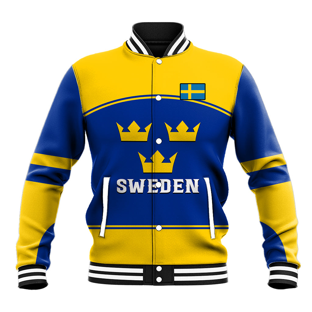 (Custom Text And Number) Sweden Hockey 2023 Sporty Style Baseball Jacket - Wonder Print Shop