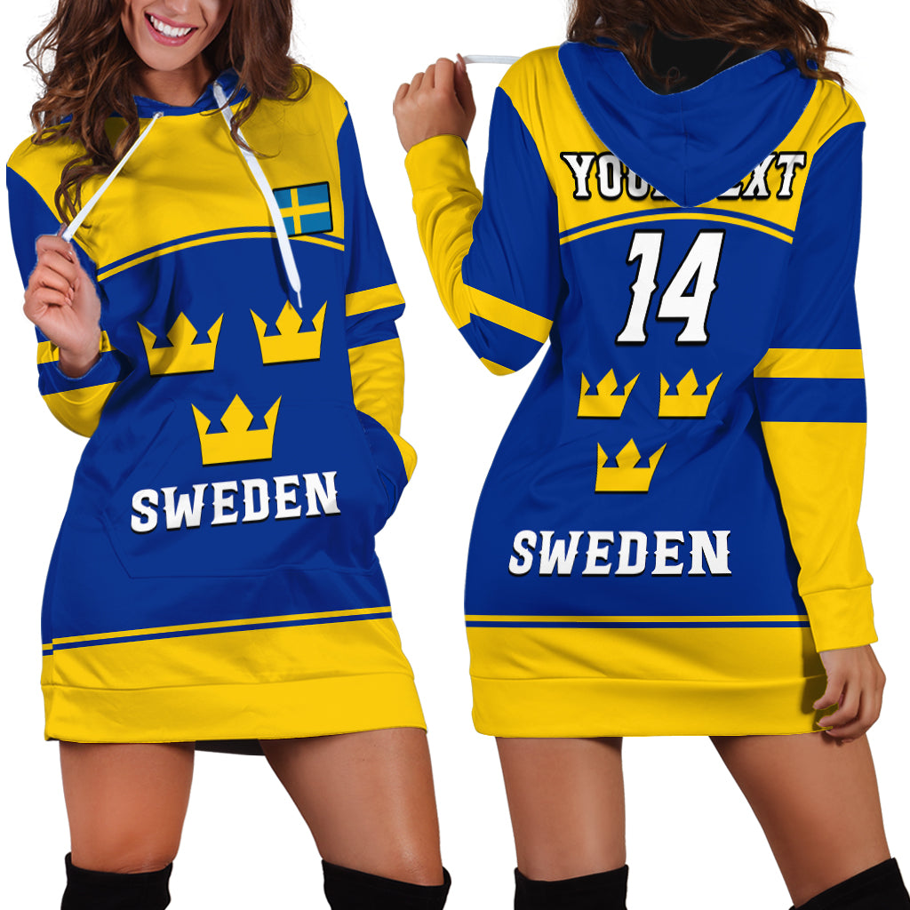 (Custom Text And Number) Sweden Hockey 2023 Sporty Style Hoodie Dress - Wonder Print Shop