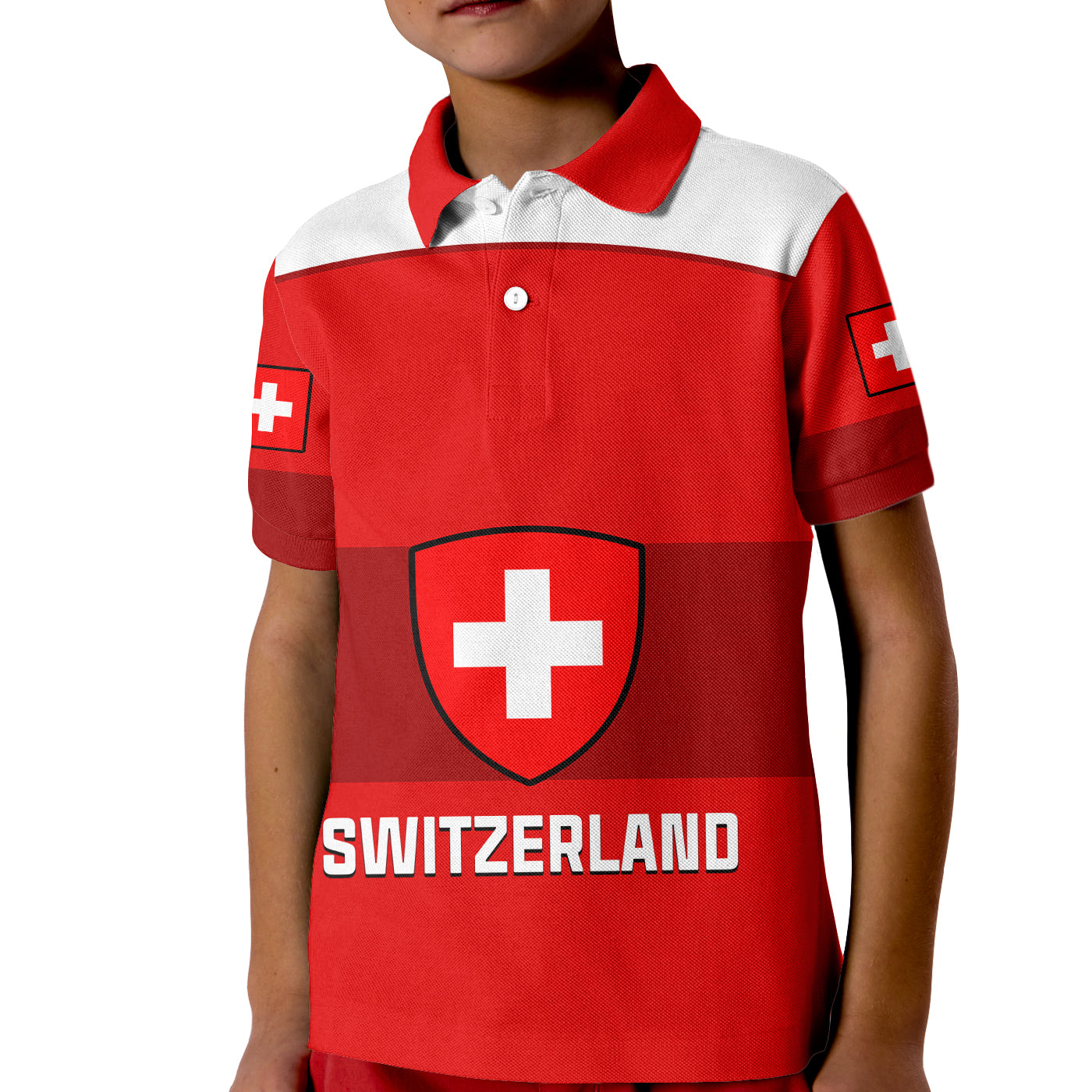 (Custom Text And Number) Switzerland Hockey 2023 Polo Shirt Sporty Style for Kid - Wonder Print Shop