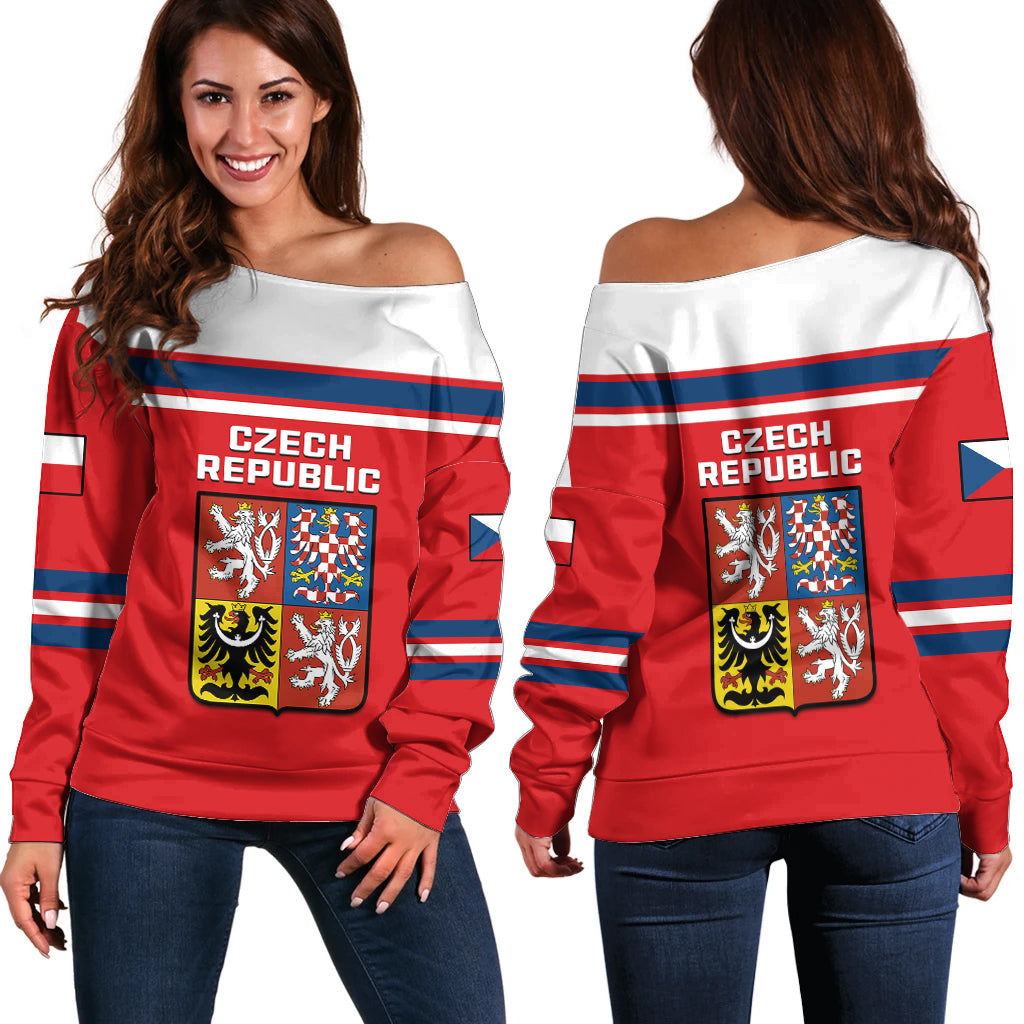 Czech Republic Hockey 2023 Sporty Style Off Shoulder Sweater - Wonder Print Shop