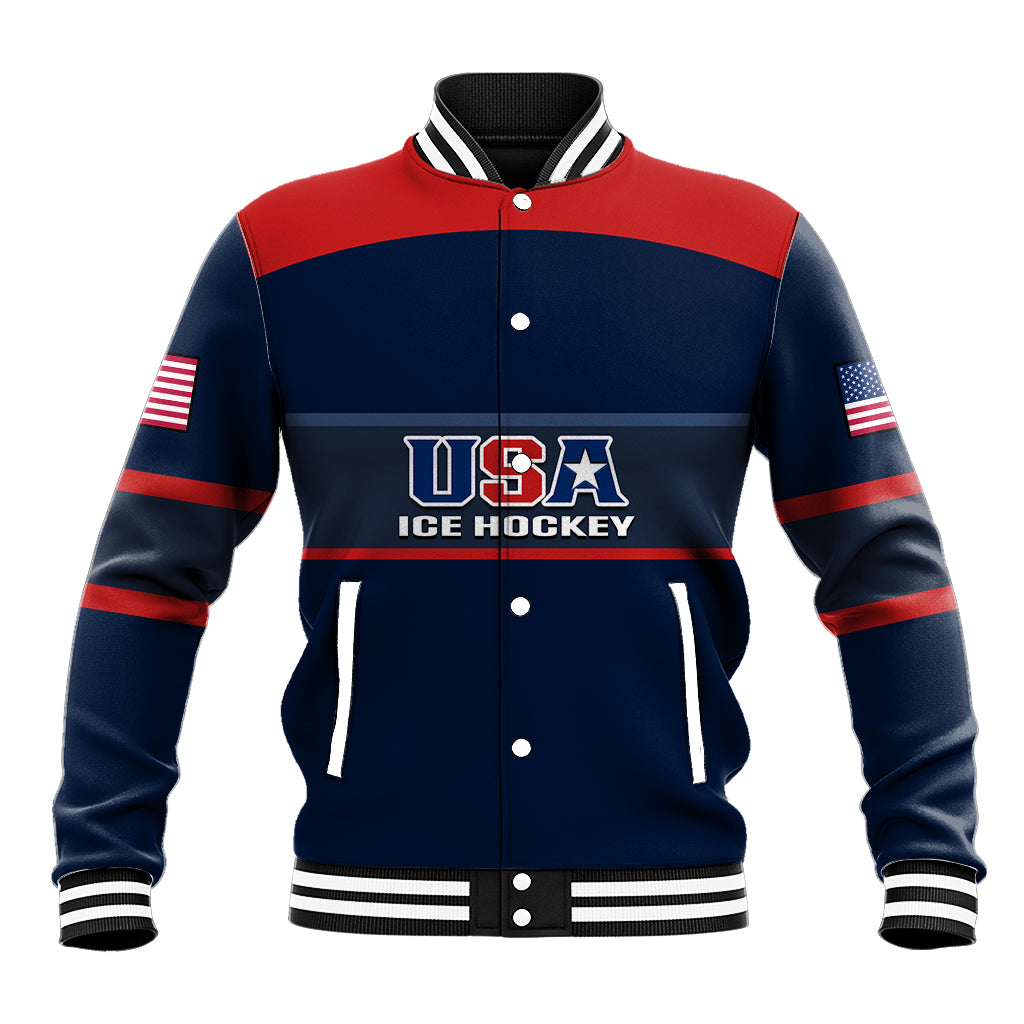 (Custom Text And Number) United States Hockey 2023 Baseball Jacket USA Sporty Style - Wonder Print Shop