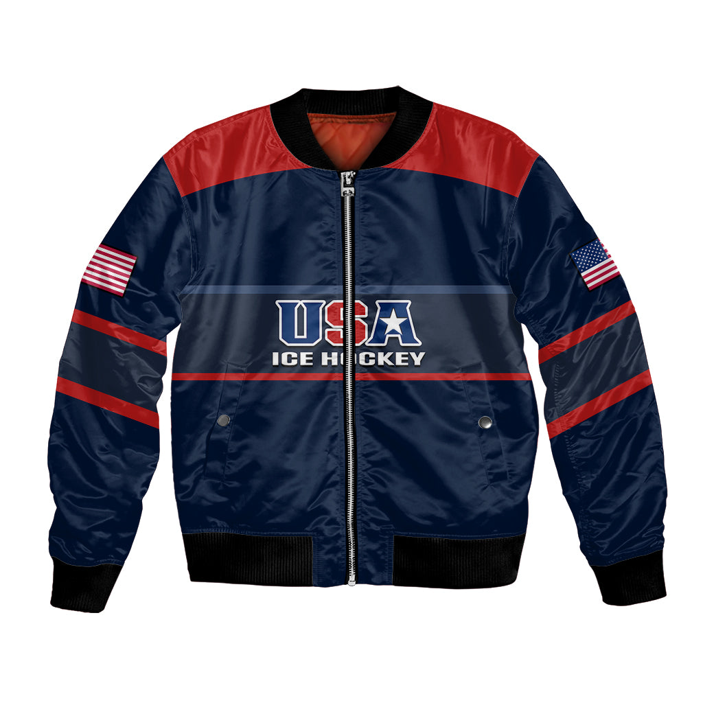 (Custom Text And Number) United States Hockey 2023 Bomber Jacket USA Sporty Style - Wonder Print Shop