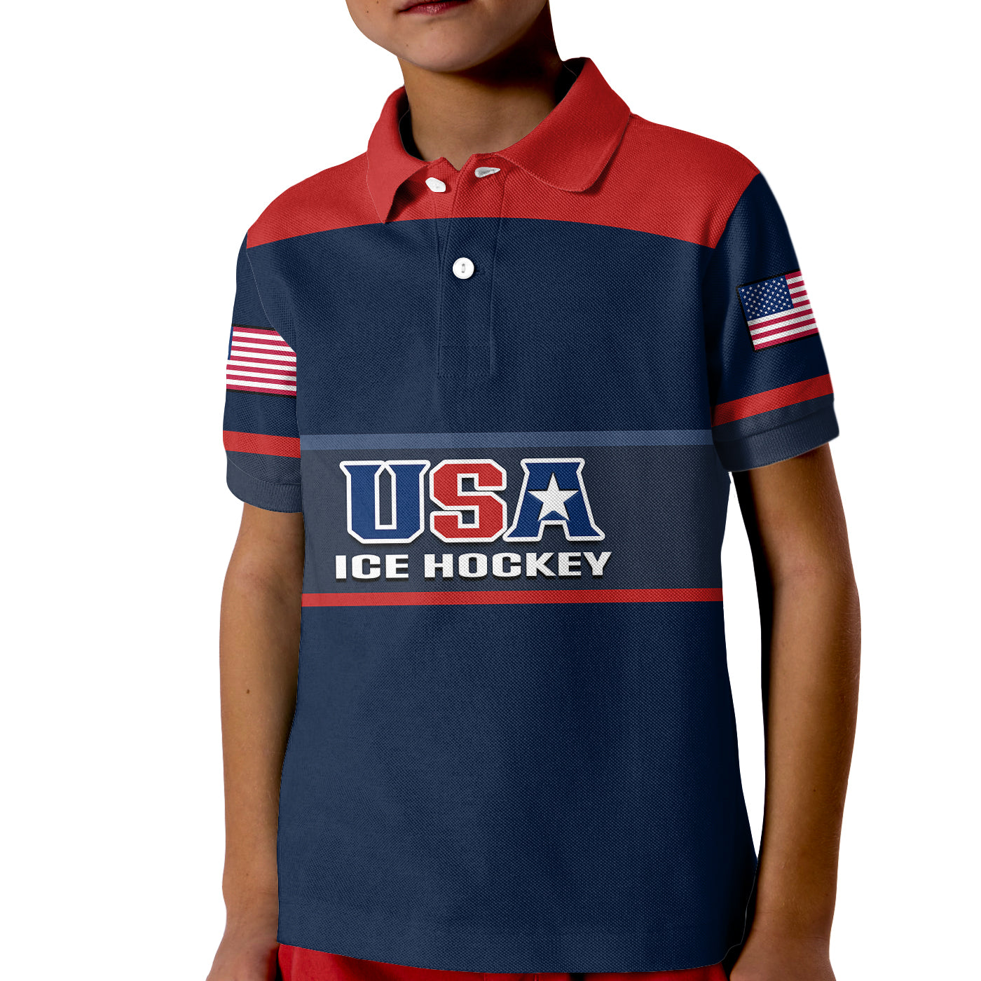 (Custom Text And Number) United States Hockey Polo Shirt 2023 for Kid USA Sporty Style - Wonder Print Shop