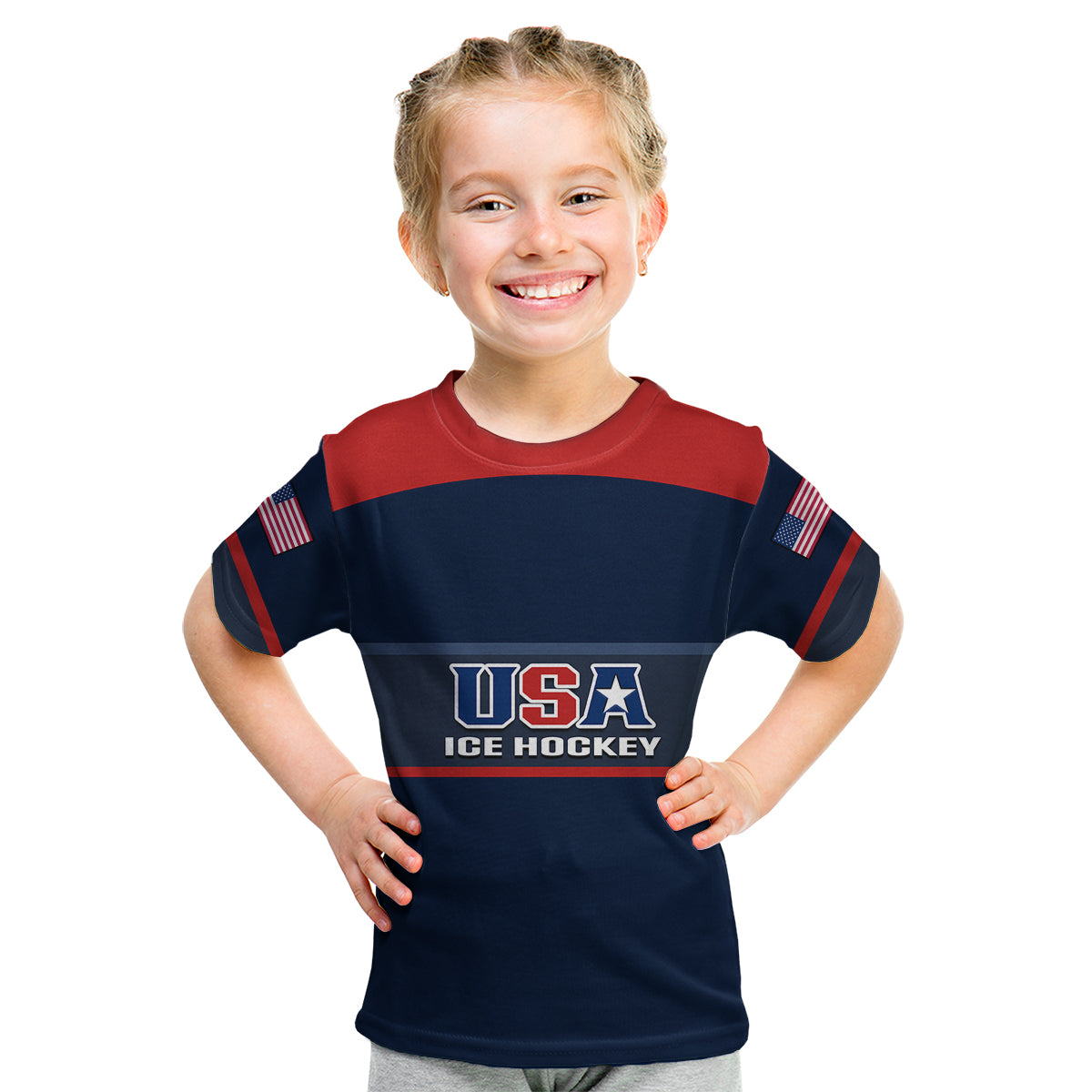 (Custom Text And Number) United States Hockey 2023 Kid T Shirt USA Sporty Style - Wonder Print Shop