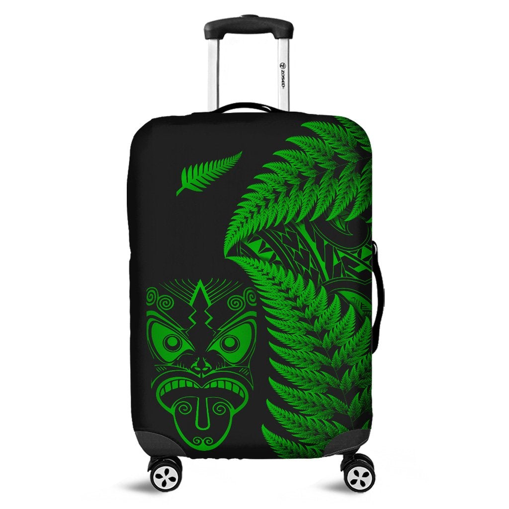 New Zealand Haka Rugby Maori Luggage Cover Silver Fern Vibes Green LT8 - Wonder Print Shop