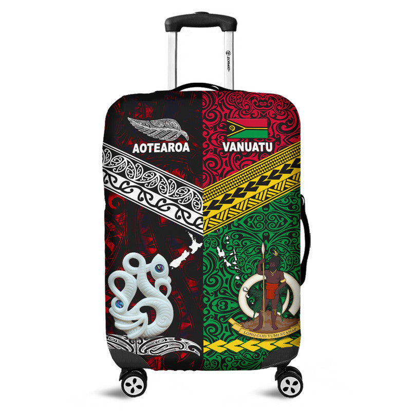 New Zealand and Vanuatu Luggage Cover Together Red LT8 - Wonder Print Shop