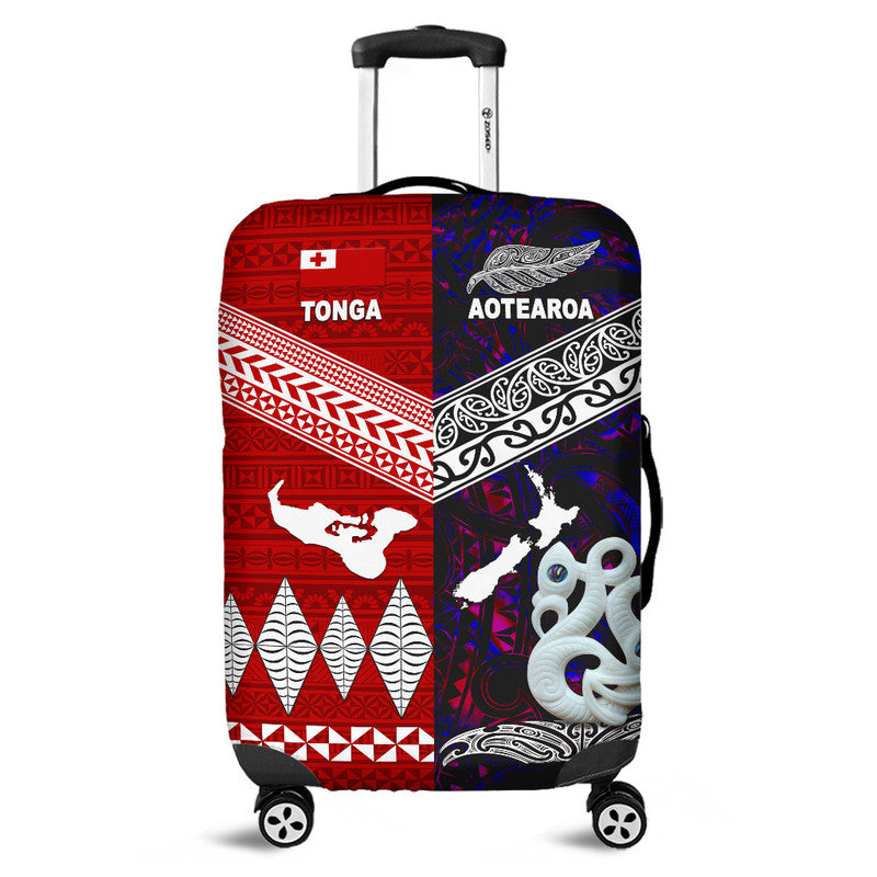 New Zealand and Tonga Luggage Cover Together Purple LT8 - Wonder Print Shop