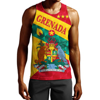 Red men's tank top with Grenada flag graphic and "GRENADA" text, sporty cut