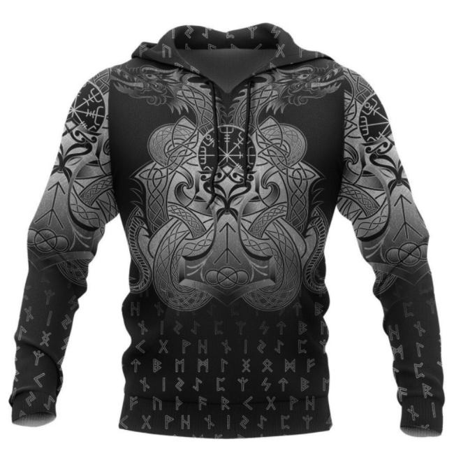 Viking Clothing Mjolnir and Dragon Hoodie RLT12 - Wonder Print Shop