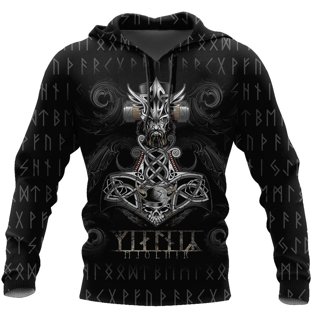 Viking Clothing Mjolnir and Skull Hoodie RLT12 - Wonder Print Shop