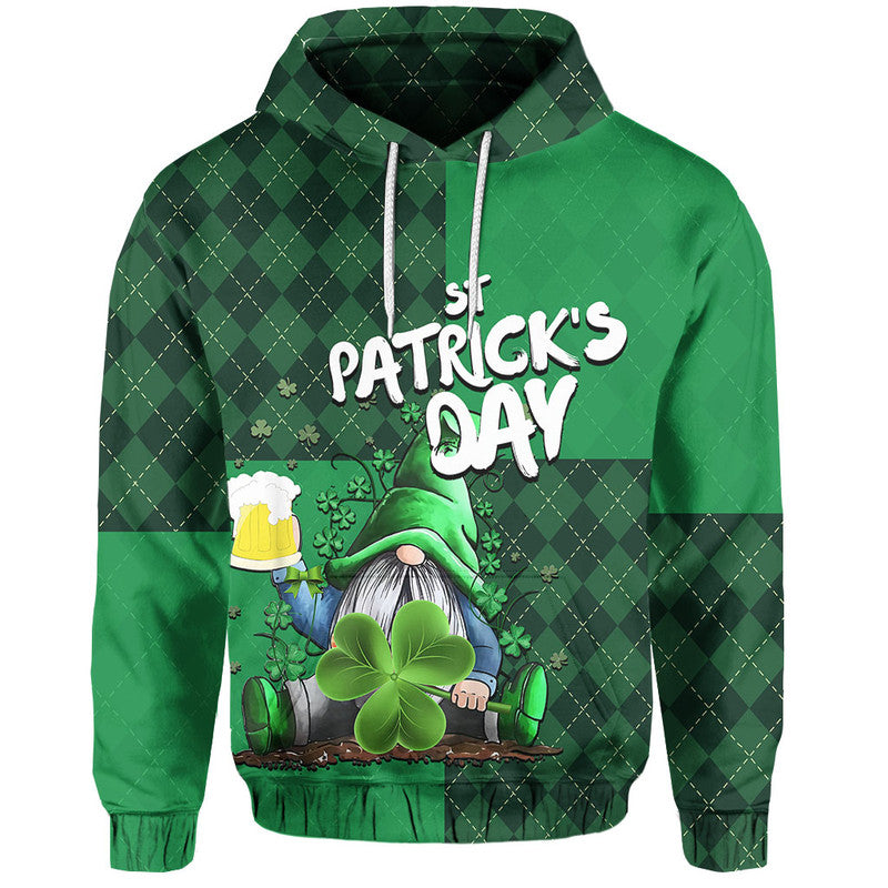 St Patricks Day Hoodie Gnome Drinking Beer LT6 - Wonder Print Shop