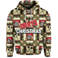 Christmas darts graphic pullover hoodie with hood, red green black pattern