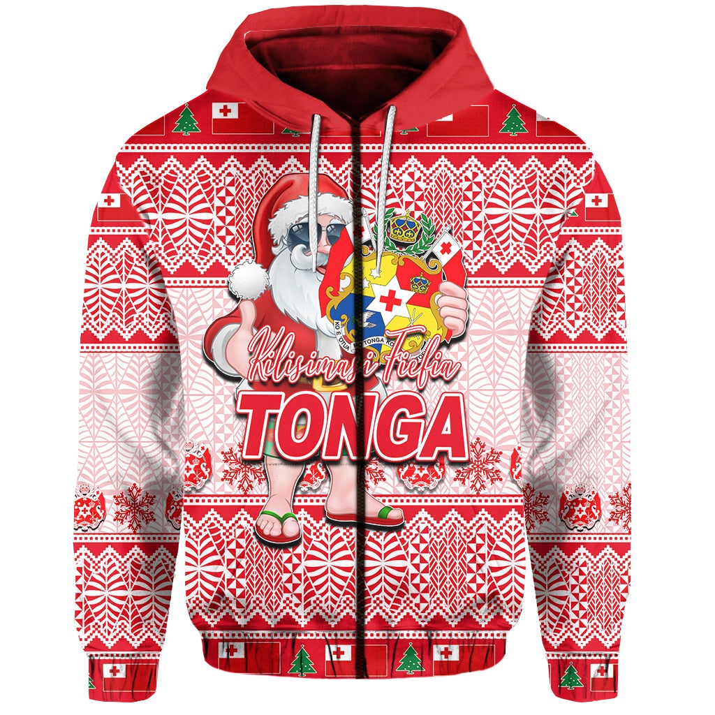 Tonga Christmas Zip Hoodie Cool Santa Claus LT6 - Wonder Print Shop