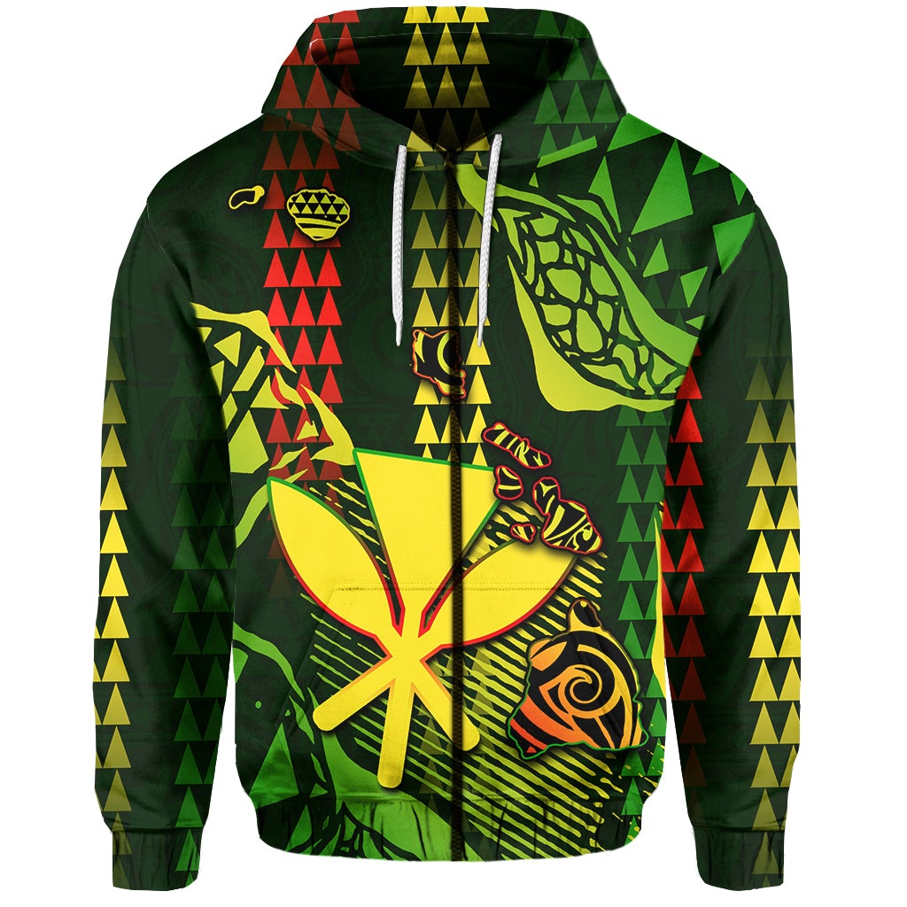 Custom Hawaii Kanaka Map Zip Hoodie Hawaii Color Style LT6 - Wonder Print Shop