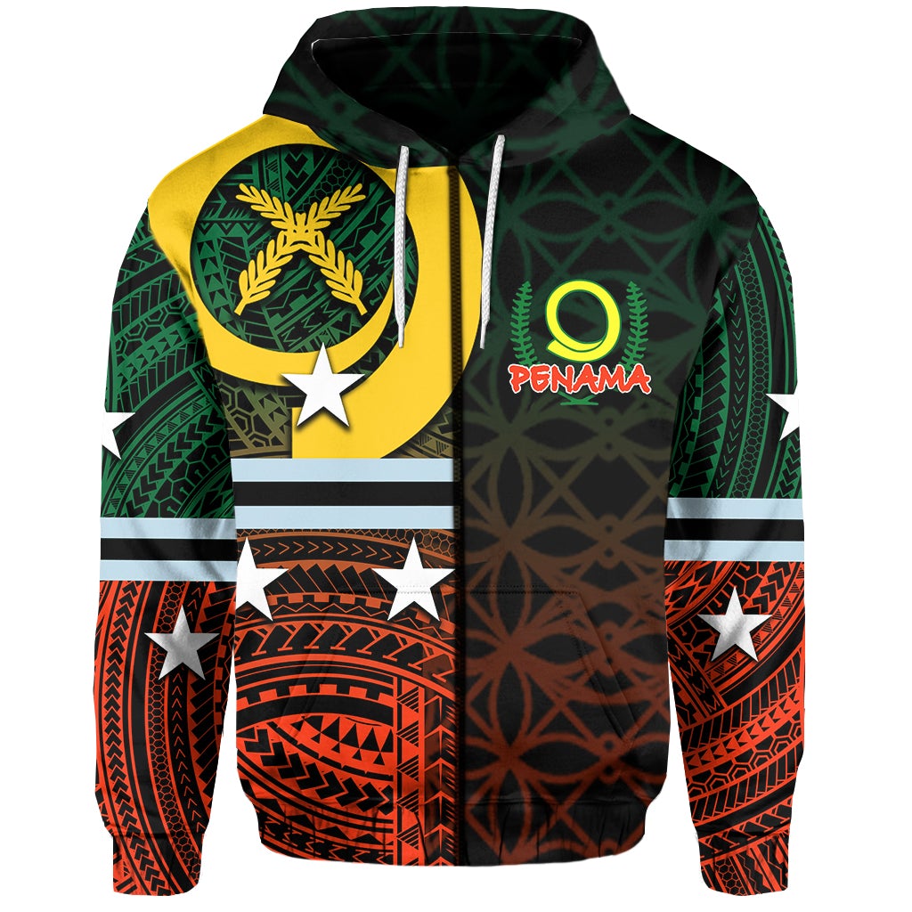 Custom Penama Province Zip Hoodie Of Vanuatu Polynesian Patterns Mix Sand Drawing LT6 - Wonder Print Shop