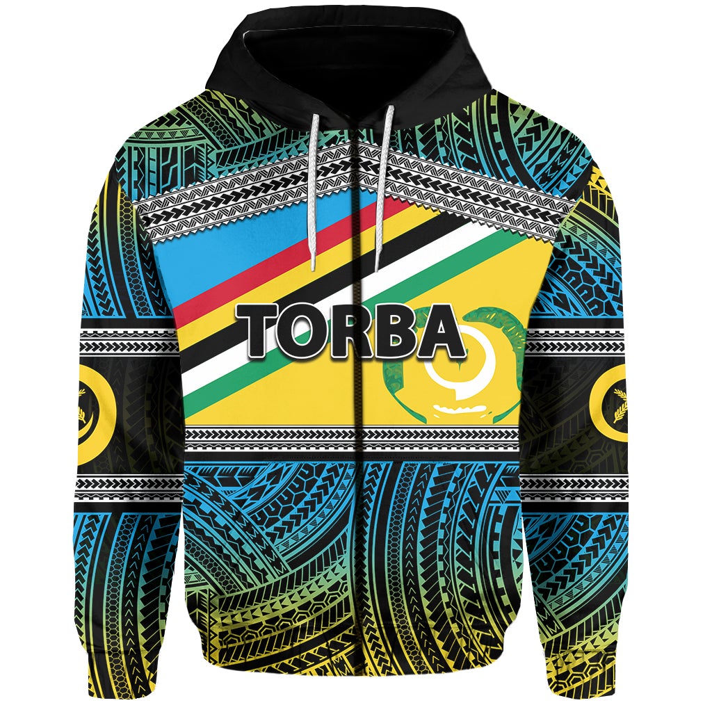 Custom Torba Province Zip Hoodie Of Vanuatu Polynesian Patterns LT6 - Wonder Print Shop