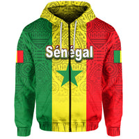Custom Senegal zip hoodie, multicolor African pattern with hood and full front zipper