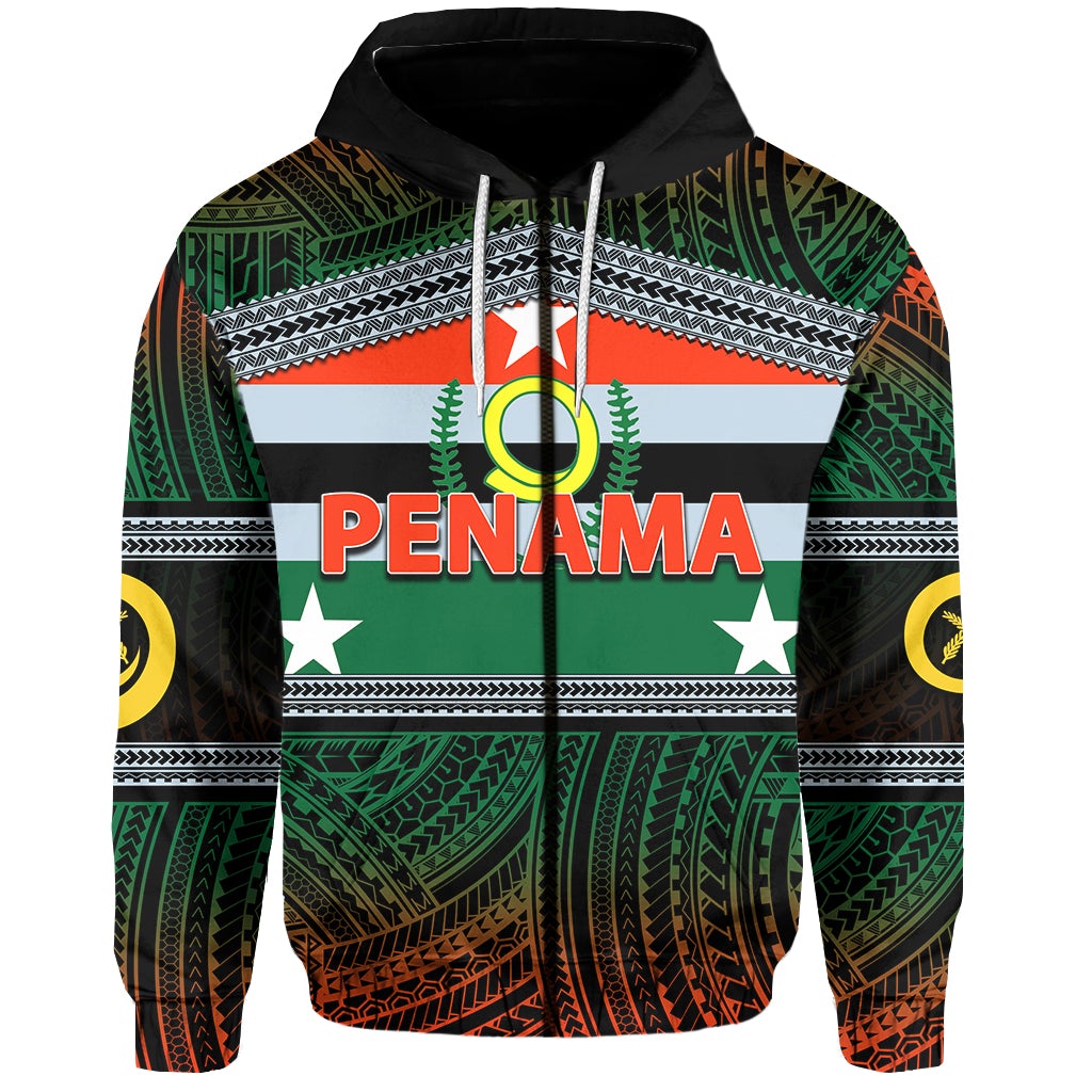 Custom Penama Province Zip Hoodie Of Vanuatu Polynesian Patterns LT6 - Wonder Print Shop